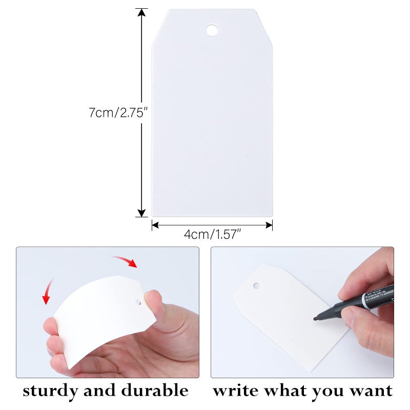 G2PLUS Price Tags, 100PCS White Paper Gift Tags with String, 2.8x1.6 in Blank Paper Hanging Label Tag, Rectangle Present Name Tag for Christmas, Gift Wrapping, DIY Arts & Crafts, Garage Sales - Image 2